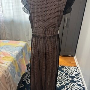 R&M Richards Black Sheer Polka Dot Backless Dress